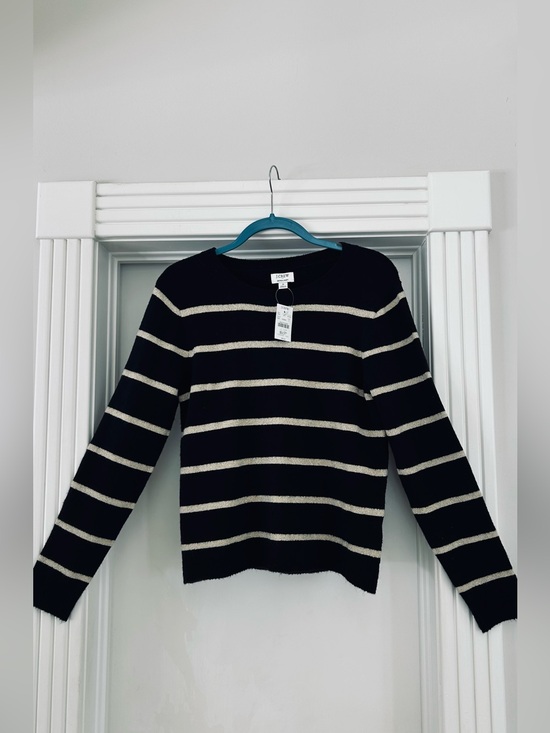 J. Crew Sweaters - NWT J.Crew Extra-Soft Black & Metallic Gold Striped Sweater Small